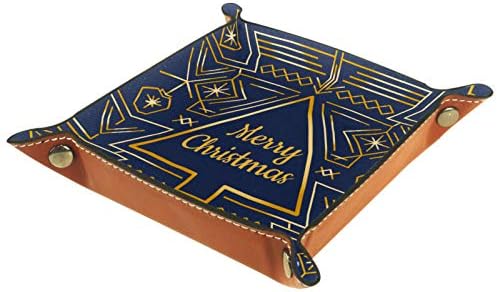 Lyetny Altın Merry Christmas Desen Organizatör Tepsi saklama kutusu Başucu Caddy Masaüstü Tepsi Değişim Anahtar Cüzdan