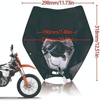 YIBO Evrensel 12V 35W Motosiklet Far motokros kir Bisiklet Çift spor Far Supermoto Kafa ışık SMR EXC XC XCF (Siyah)