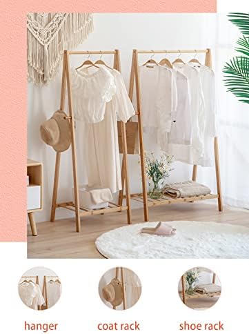 Giysi rafı Bambu giysi rafı Standı Depolama Rafı ve Giysi Kancaları Şapka ve Çanta Teşhir ve Depolama Yatak Odası