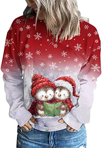 Fandream Bayan Tişörtü Hiçbir Kaput Merry Christmas Scoop Boyun T Shirt Sıcak Boy İş Casual Tops Kadınlar için