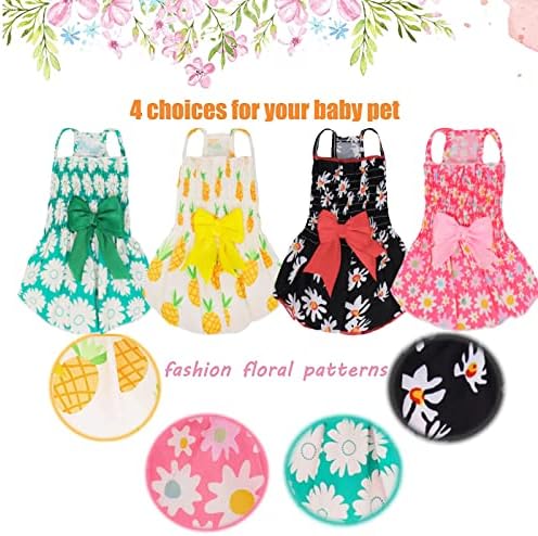 Albrost 4 Adet Köpek Yay-Düğüm Çiçek Elbise, Pet Prenses Elbiseler için Küçük Kız Köpek, parantez Askı Etek, köpek