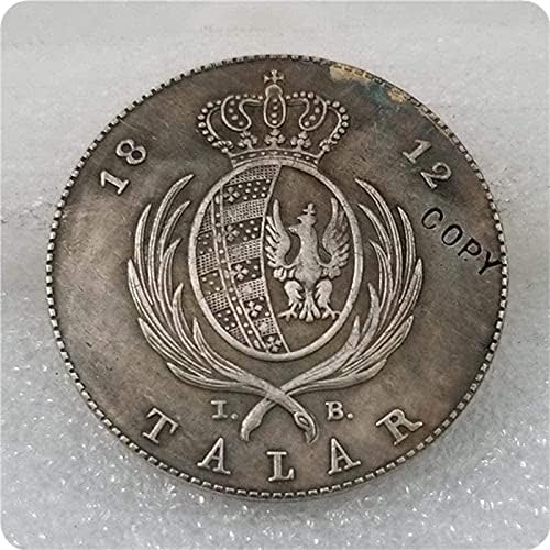 1812 Polonya Varşova Dükalığı Friedrich Ağustos Talar Gümüş Sikke Kopya Kopya Hatıra Yenilik Sikke Sikke Hediye