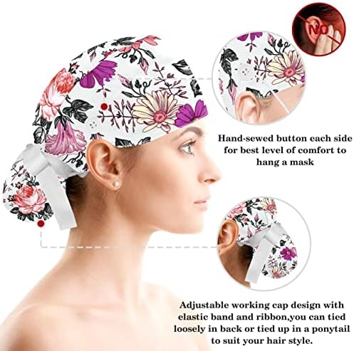 Ayarlanabilir Çalışma Kap Renk Tembellik Çiçekler ile Kabarık Şapka Düğmeleri ile Fırçalayın Şapka Yay ile Saç Toka