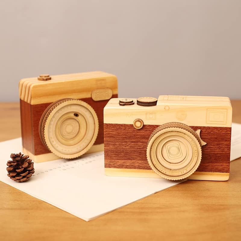 zhangruixuan-Shop 一件创意木质照相机音乐盒 儿童节女生生日礼物旋转快门八音盒(图片仅供参考，产品可选，默认随机发货)