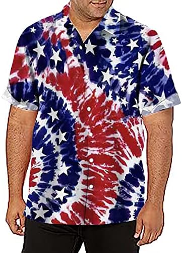 MIASHUI Gömme Elbise Gömlek erkek Yaz Rahat Bağımsızlık Günü Amerikan Bayrağı Baskı Gömlek Kısa Kollu Dönüş Gömlek