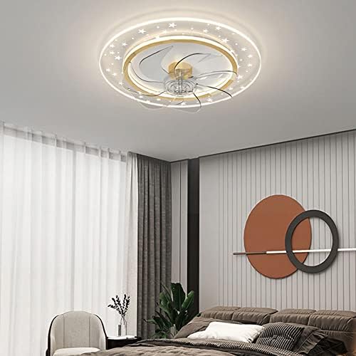 IBalody yaratıcı altın tavan fanı ışık kapalı dilsiz Fan ışıkları Modern LED dim tavan ışık Fan ile Ultra ince 6 hız